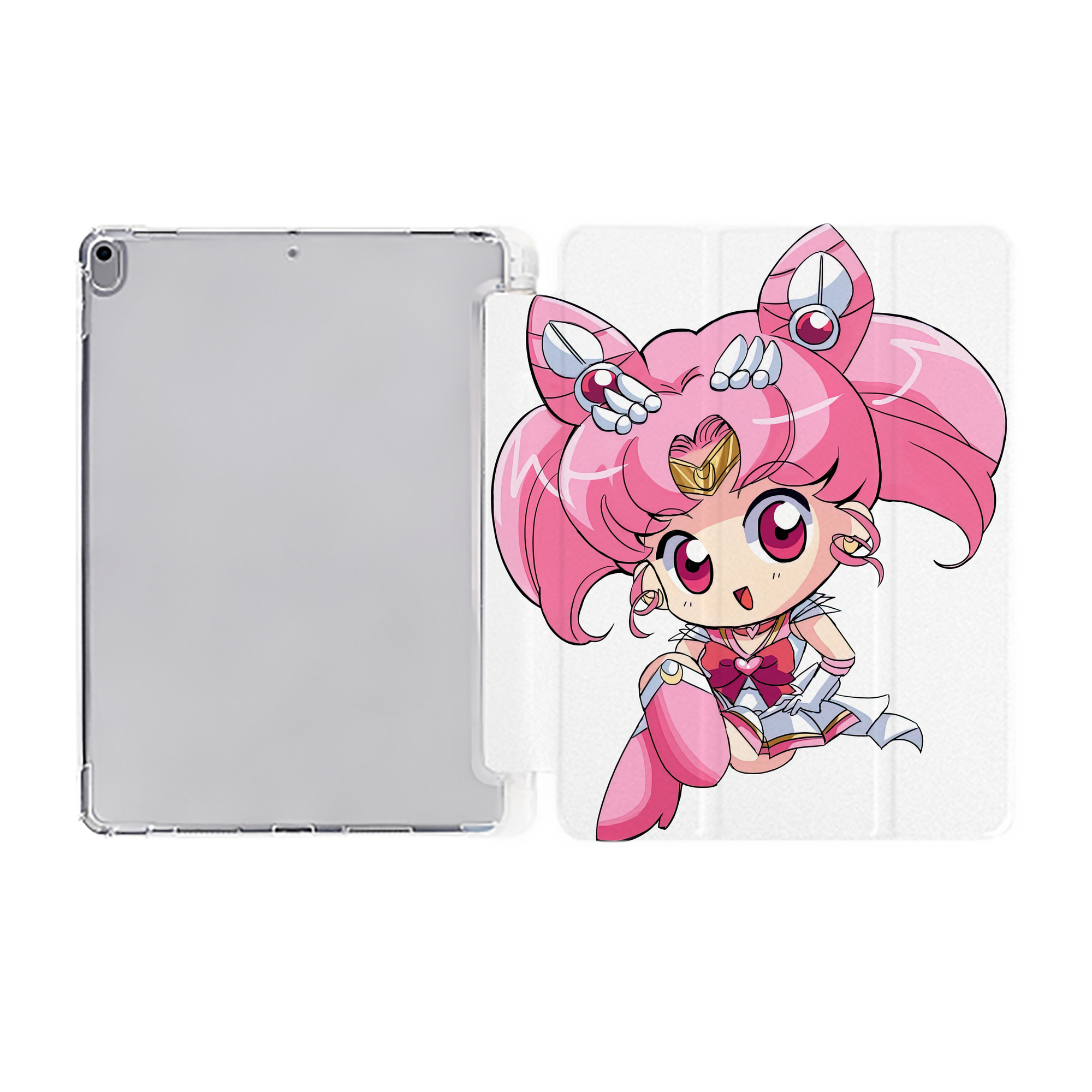（画像用） 美少女戦士セーラームーン ちびうさ Sailor Moon Chibiusa Tsukino Usagi Small Lady Serenity IPad ケース ペン収納付き 三つ折りスタンド PUレザー×シリコン 対応機種9.5/10.5/10.9インチ